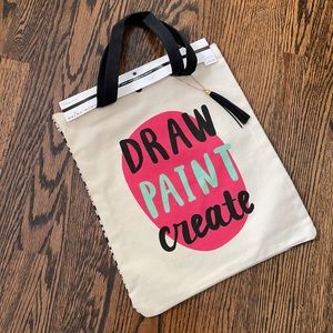 Canvas Tote Bag “Draw Paint Create” NWT